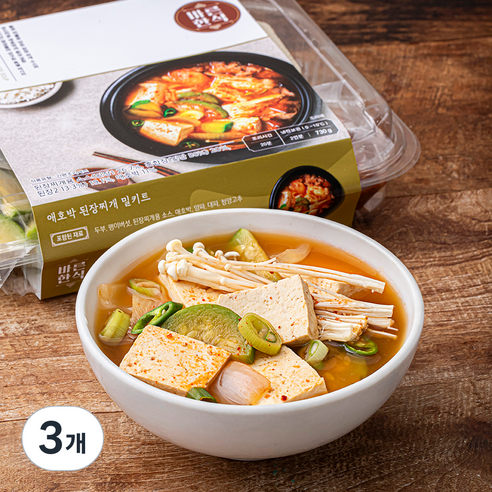 바른식 애호박 된장찌개 밀키트 2인분, 730g, 3개
