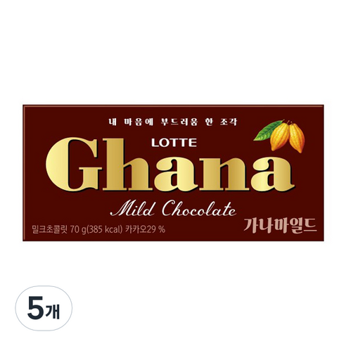 가나 마일드 초콜릿, 70g, 5개