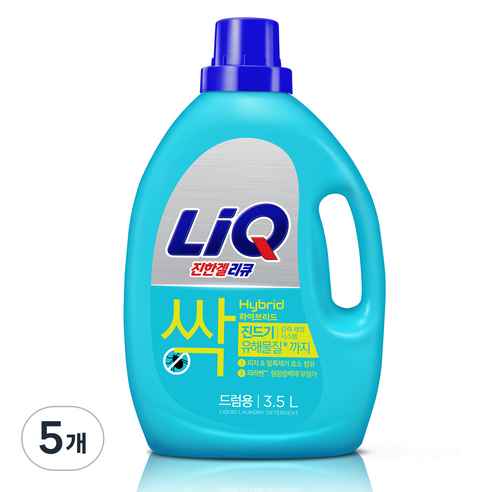 리큐 진한겔 하이브리드 액체세제 드럼용 본품, 3.5L, 5개