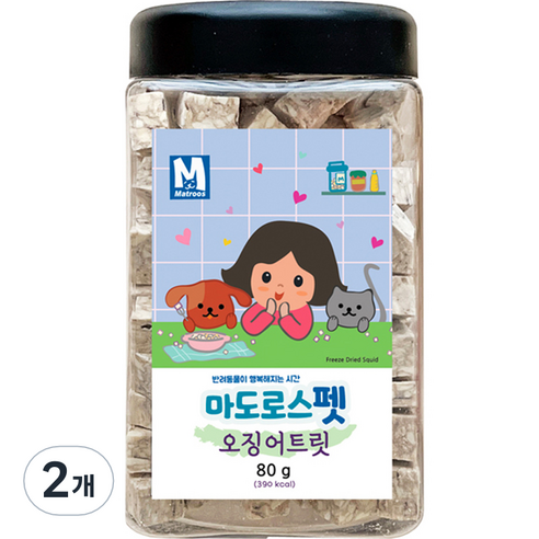 마도로스펫 반려동물 트릿, 오징어, 80g, 2개