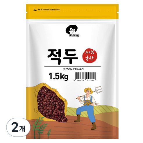 엉클탁 국산 적두 팥, 1.5kg, 2개