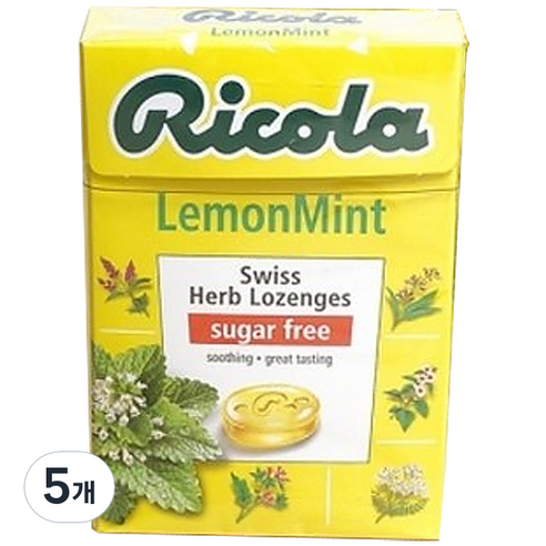 무설탕 스위스 허브캔디 리콜라 레몬민트, 40g, 5개
