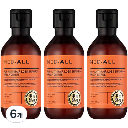 메디올 알시피 안티 헤어 로스 두피청정 샴푸 프레시 시트러스향, 100ml, 6개