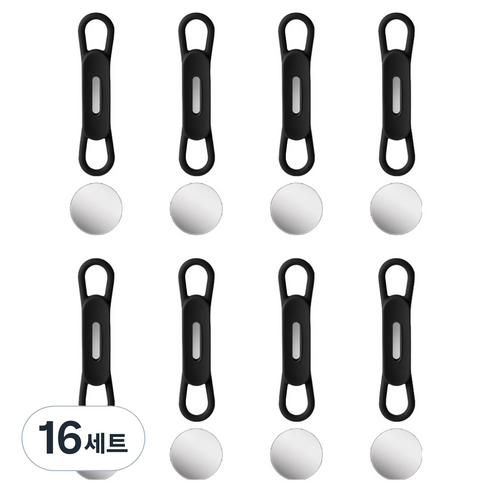 모던앳 냉장고자석 실리콘 연필 팬 마그네틱 거치 홀더 세트, 블랙, 16세트