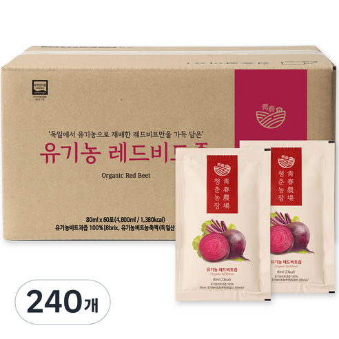 청춘농장 레드비트즙, 80ml, 240개