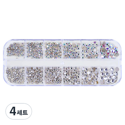 트렌드 데코 평스톤 네일파츠, 크리 + ab크리, 4세트