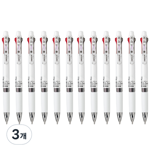 라인플러스 M3 3색볼펜 0.7mm 12p, 화이트, 3개