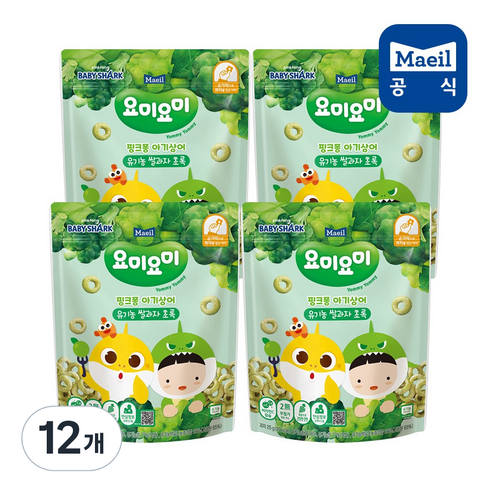 요미요미 유기농 쌀과자, 초록, 25g, 12개