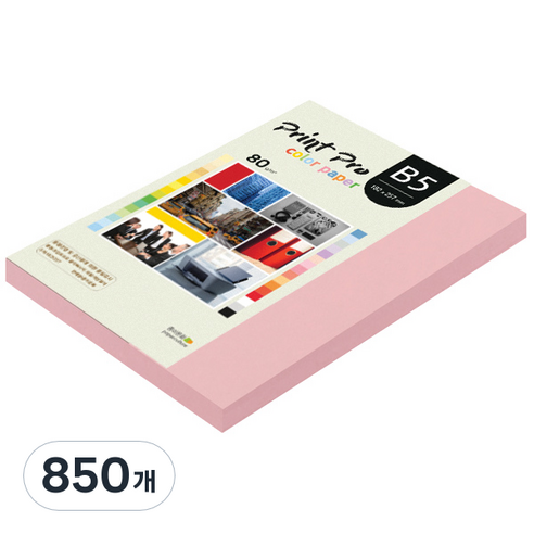종이문화 프린트 프로 칼라 복사용지 No 24 핑크 80g, B5, 850개