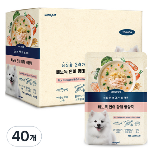 베노독 전연령 강아지 영양죽 습식사료, 연어, 100g, 40개