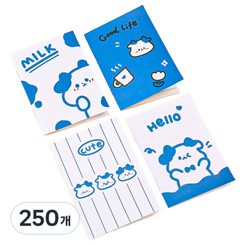 마켓감성 캐릭터 미니 연습장, 랜덤발송(푸른송아지), 250개