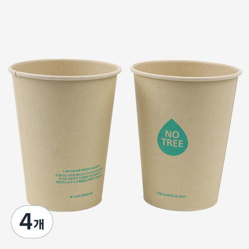PLA코팅 대나무 펄프 종이컵 360ml, 25개입, 4개