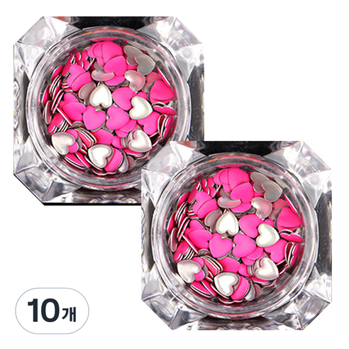 이코디 하트스터드 글리터 4mm, 핑크, 10개