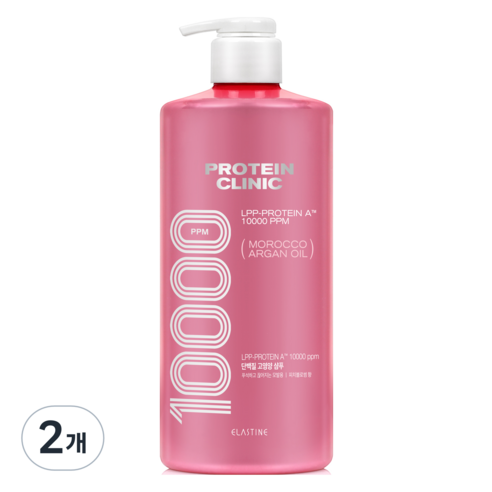 엘라스틴 프로틴 클리닉 10000 모로코 아르간 오일 고영양 샴푸 피치 블로썸향, 1L, 2개