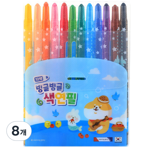 모닝글로리 5000 빙글빙글 색연필 블루, 8개, 12색
