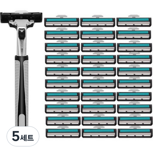 스트릿램프 2중날 면도기 그레이 + 여분날 30p 세트, 5세트