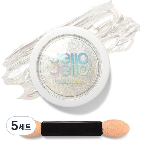 젤로젤로 젤네일 아트 엣지빔 미러 파우더 글리터 + 브러쉬 세트, 5세트, JP09 새틴펄(글리터)