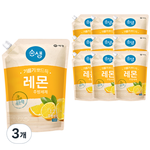 순샘 레몬 일반주방세제 리필 10p, 12L, 3개