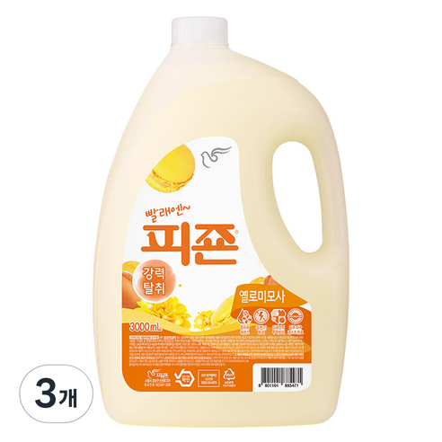 피죤 섬유유연제 옐로우미모사 본품, 3L, 3개