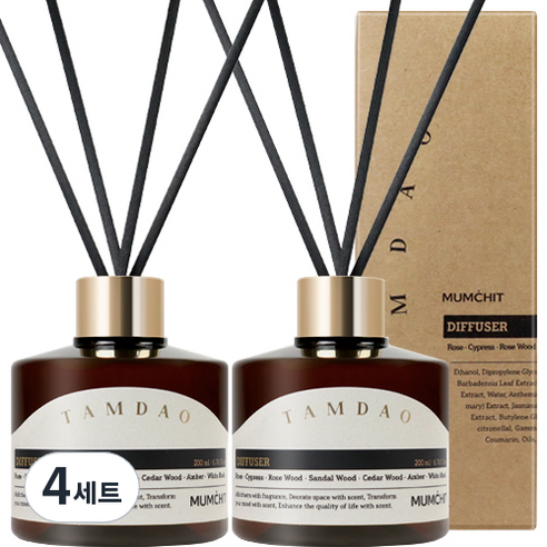멈칫 바이오톡스 디퓨저 200ml x 2개 + 리드스틱 8개, 탐다오, 400ml, 4세트