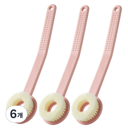 모나코올리브 커브핸들 밀착 바디브러시, 인디핑크, 1개입, 6개