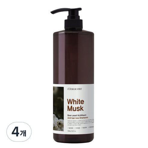 로더베르 맥주효모 50000ppm 탈모완화 샴푸 화이트머스크, 4개, 1000ml