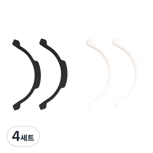 요씨마트 마스크귀보호대 2종 세트 대형, 블랙 + 화이트, 4세트