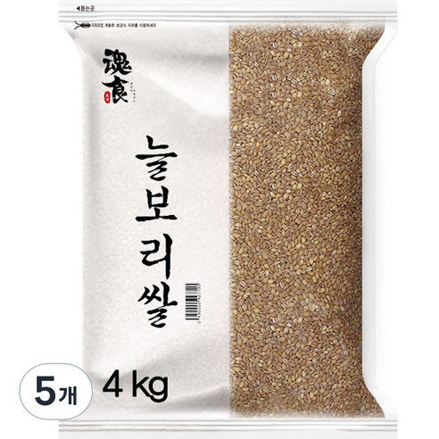 혼식 국산 늘보리쌀, 4kg, 5개