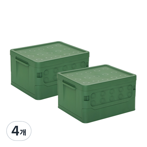 씨밀렉스 접이식 캠핑 테이블 폴딩박스 1호 16L, 그린, 4개