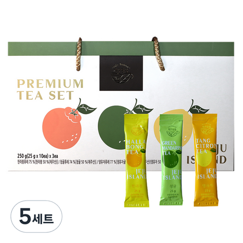 제주담움 프리미엄 차스틱 한라봉 x 10p + 청귤 x 10p + 댕유자 x 10p 세트, 25g, 30개입, 5세트