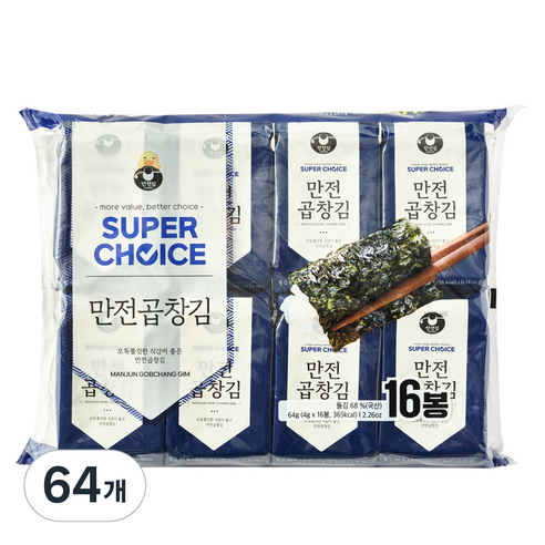 만전김 슈퍼초이스 곱창김, 4g, 64개