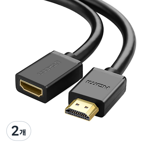 유그린 순동 4K HDMI V2.0 연장케이블, 2개, 1m