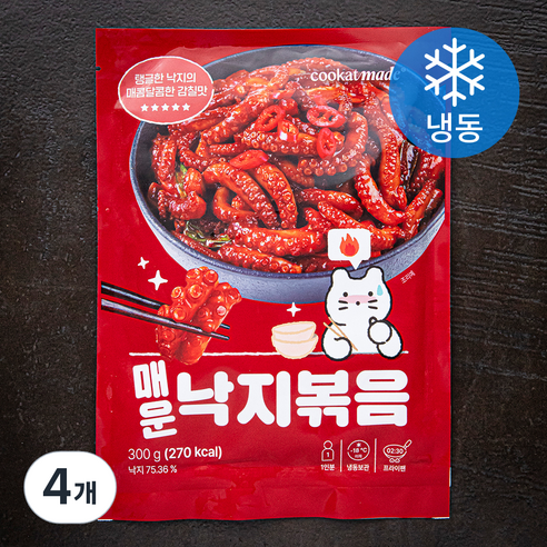 쿠캣 매운 낙지볶음 (냉동), 300g, 4개