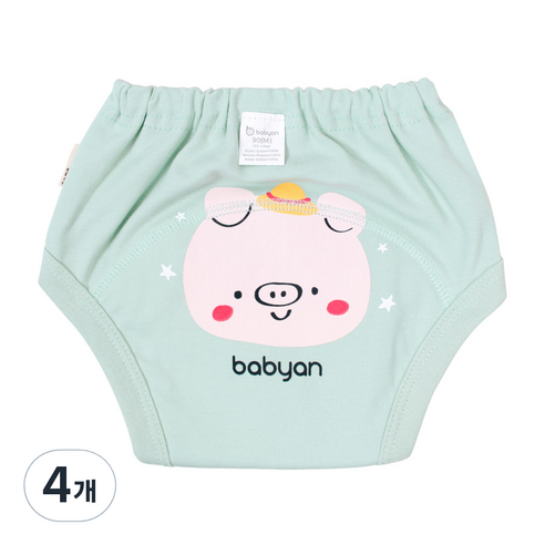 베이비앙 유아용 4중 방수 배변훈련팬티, 꿀꿀이, 4개