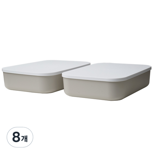 가규 모던 라운드 리빙박스 M half, 그레이(본체) + 화이트(뚜껑), 8개