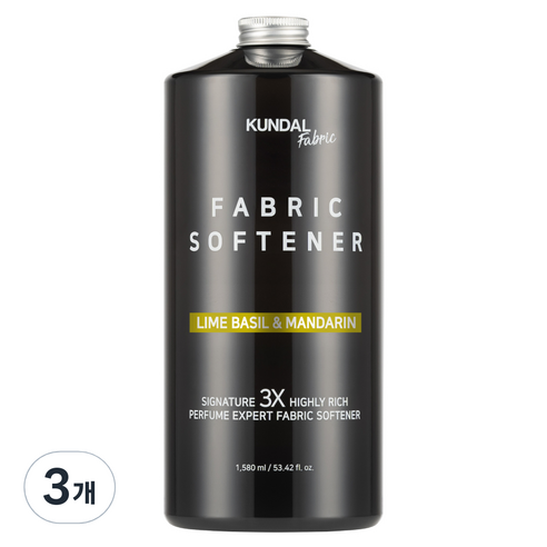 쿤달 초고농축 섬유유연제 아로마에디션 라임바질앤만다린향, 1580ml, 3개