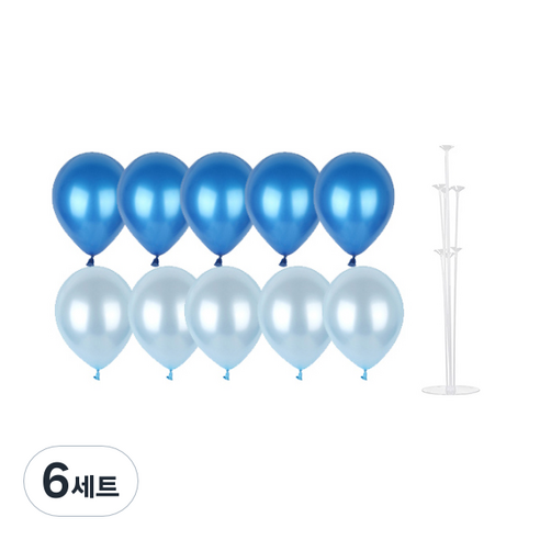 파티쇼 풍선꽂이장식세트 70cm, 블루파티, 6세트