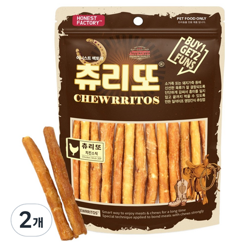 츄리또 강아지 치킨스틱 간식껌 20p, 235g, 2개, 혼합맛(소가죽/닭고기)
