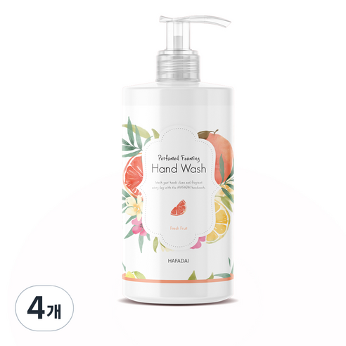 하파데이 프레쉬 프루트 퍼퓸드 포밍 핸드워시 달달한 자몽향, 500ml, 4개