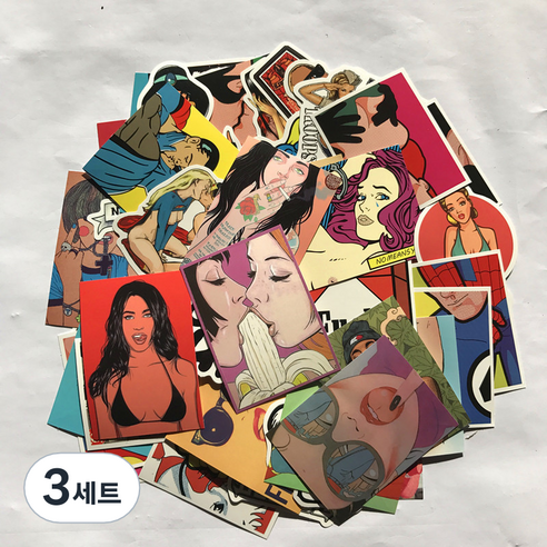 어가네닷컴 깜찍한 캐릭터 로고 방수 캐리어 감성 스티커 캐리어 어디든 붙이고 놀이 꾸미기 50종 세트, 16 선정적인, 3세트