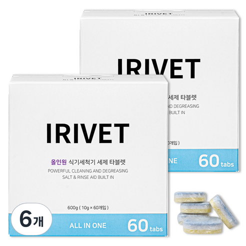 아이리벳 올인원 식기세척기 세제 타블렛, 6개, 600g