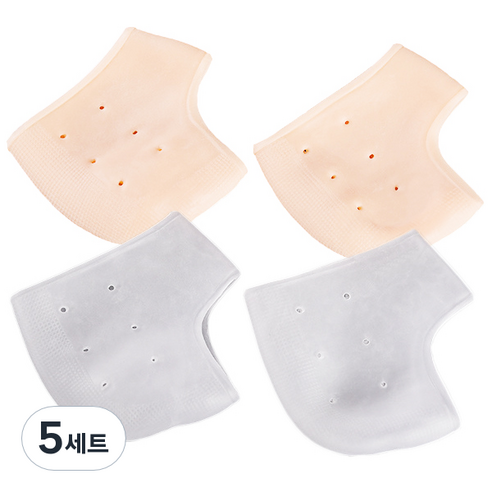 라이프플러스 실리콘 뒤꿈치 보호패드 C21D 혼합 구멍있는 얇은 패드 살색 2p + 흰색 2p, 5세트