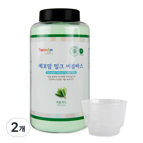 예꼬맘 밀크 버블바스 입욕제 피톤치드향 용기, 850g, 2개