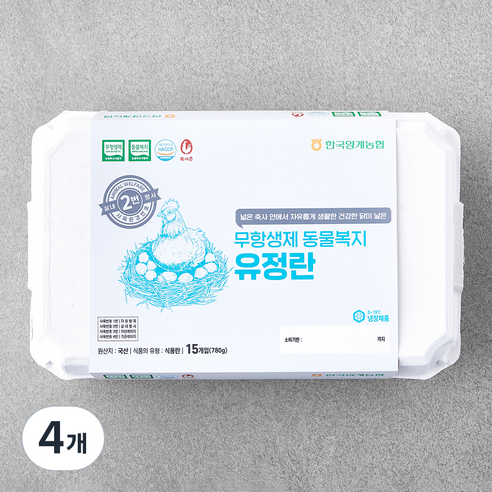 목계촌 동물복지 인증 유정란 780g, 4개, 15구