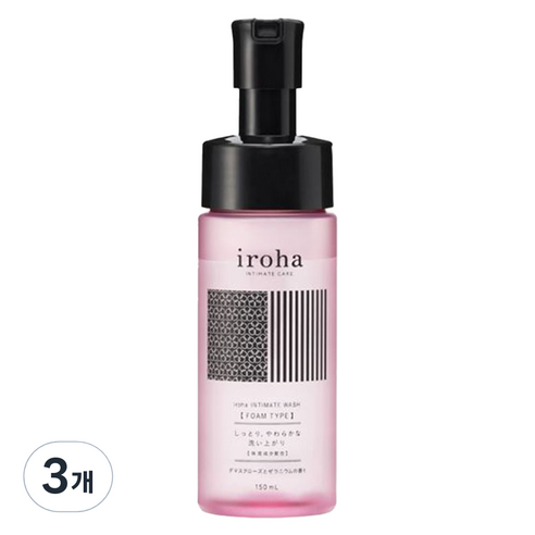 이로하 인티메이트 워시 폼 타입 여성청결제 다마스크 로즈 앤 제라늄 향, 3개, 150ml