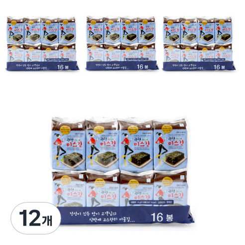 미스김 광천 파래 도시락김 16p, 64g, 12개