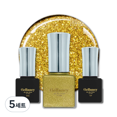 벨랑시 젤네일 3종세트, 5세트, 벨랑시 베이스 5ml+SN 31 글리터 골드 5ml+벨랑시 탑 5ml
