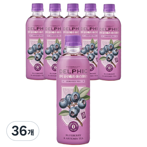델픽 블루베리 아르테미스 제로 아이스티, 500ml, 36개