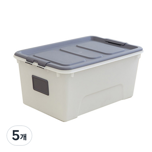 리빙숲 스퀘어 리빙박스 52L, 그레이, 5개