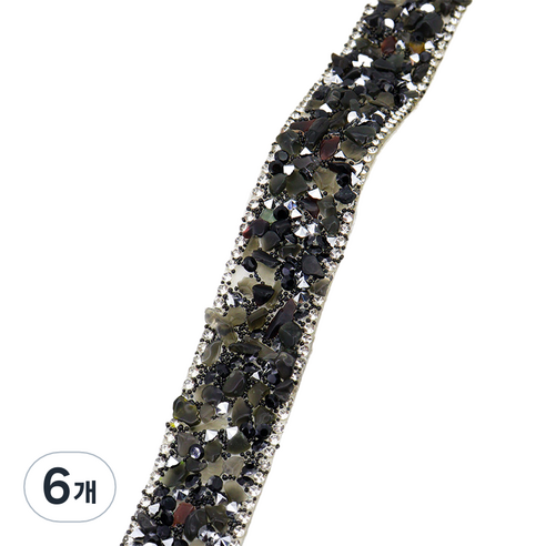 미소로운 쥬얼리 라인스톤 리폼 스티커 2cm, 블랙 라인, 6개